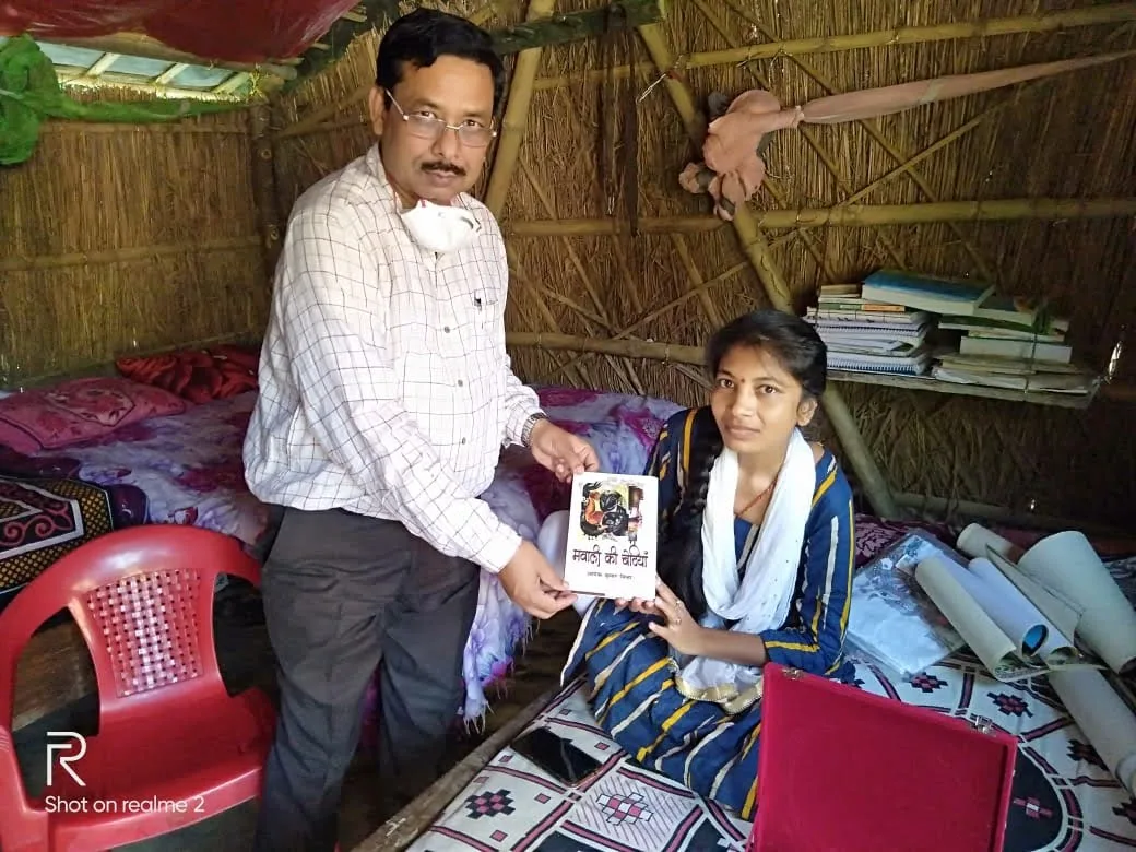 A Mithila painter at work